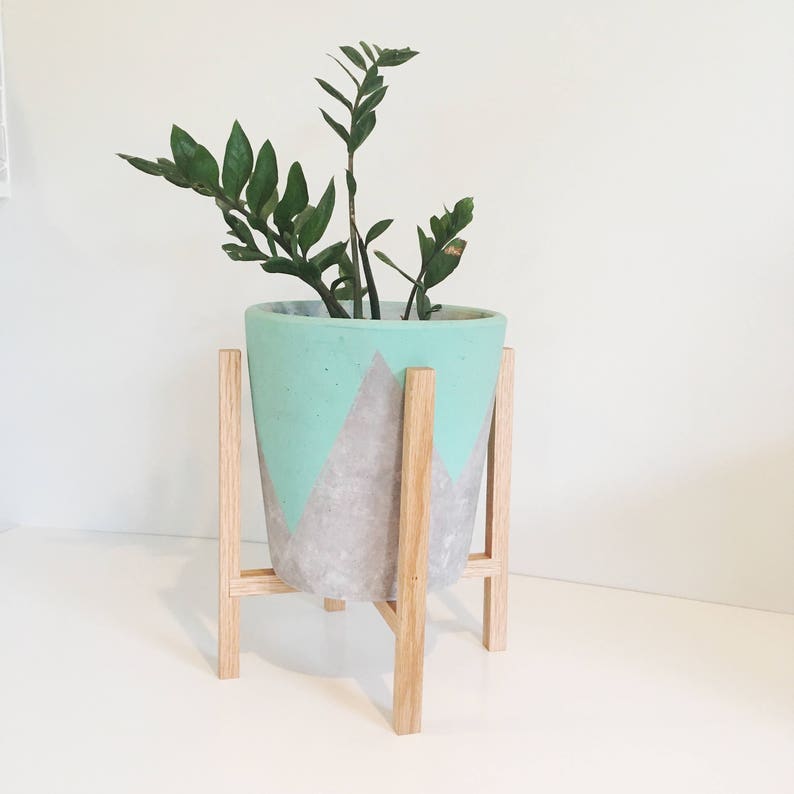 24cm Wooden pot plant stand plant holder timber wood retro mid-century modern housewarming gift home decor indoor wood home free shipping image 1