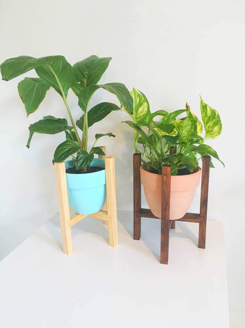 16cm Wooden Pot Plant Stand Wood Holder Timber Retro Mid Century Modern Housewarming Gift Home Decor Indoor Potplant Free