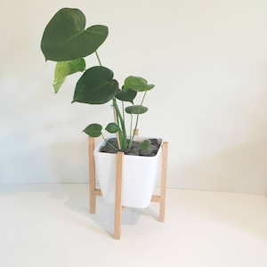 24cm Wooden pot plant stand plant holder timber wood retro mid-century modern housewarming gift home decor indoor wood home free shipping image 3