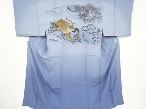 DRAGON & TIGER Under Kimono Juban, hand-made silk… - image 1