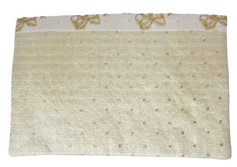 Fully lined and interlined FOLD-OVER CLUTCH Cream and Gold with fine Lace in ivory,\u00a0zip closure.\u00a0 Made /'in-house/' by Arte/'fice