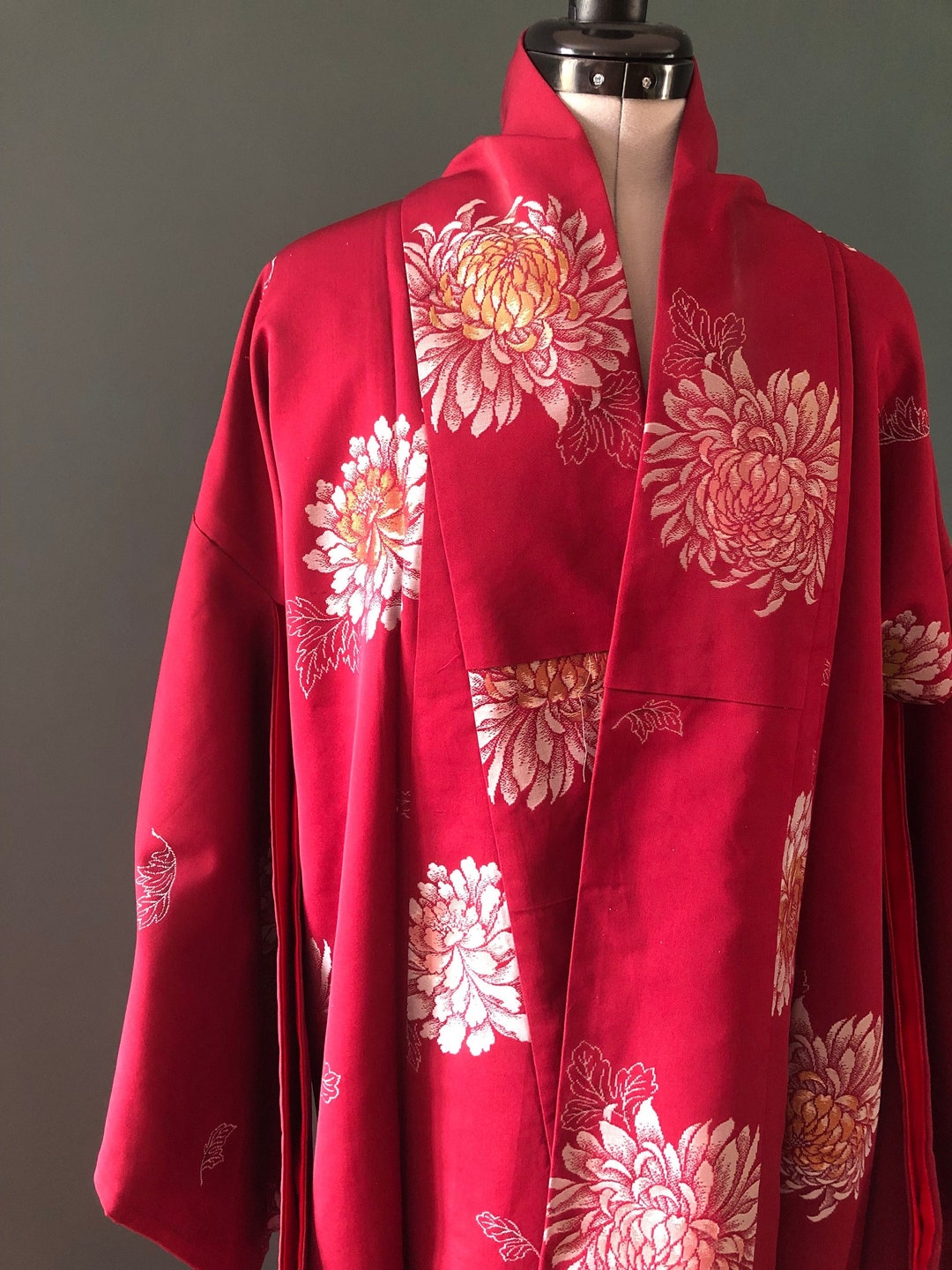 SILVER KIKU Vintage Japanese Kimono Woven Chrysanthemum Etsy