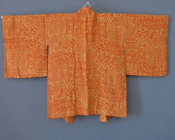 Hekiga Fresco A Vintage Japanese Kimono Haori Jacket In Silk Crepe - 