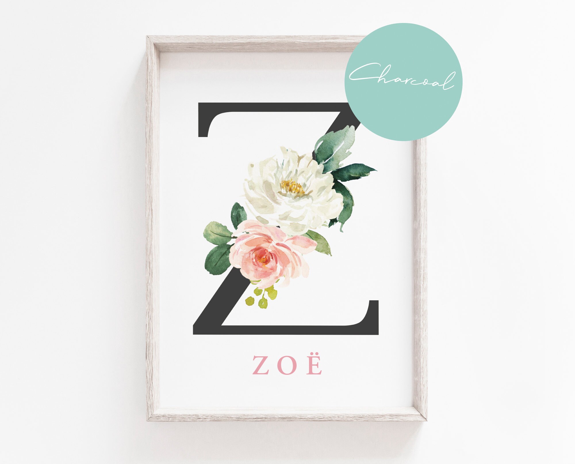 Floral Letter Name Print Girls Name Print Girls Monogram - Etsy