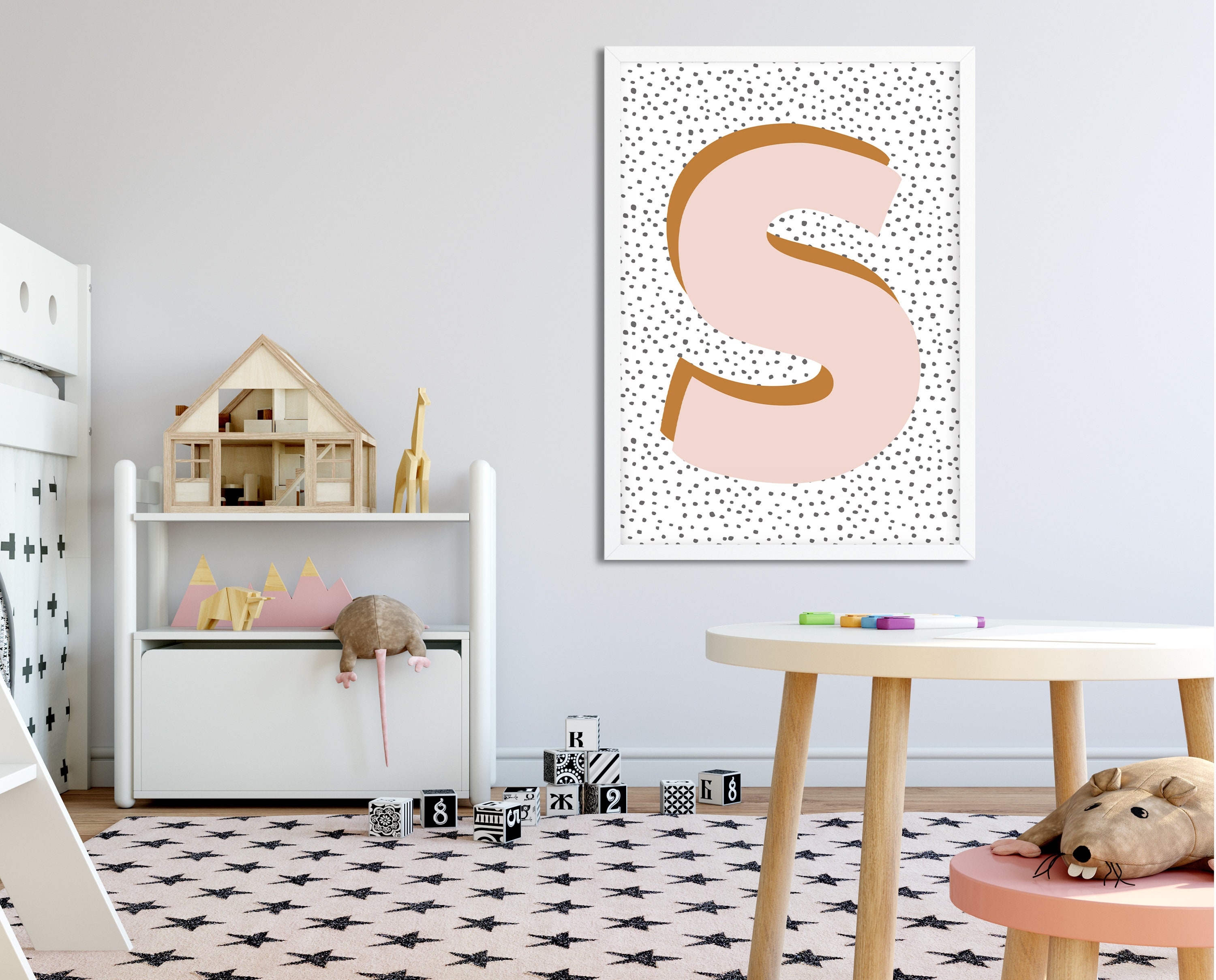 Monogram Birth Print Scandi Baby Initial Custom Alphabet Etsy Australia