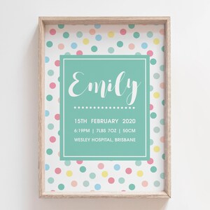 polka punto fecha de nacimiento, anuncio de nacimiento de las niñas, cartel de nacimiento de las niñas, archivo DIGITAL, estadística de nacimiento de las niñas, lunares infantiles, lunares rosas