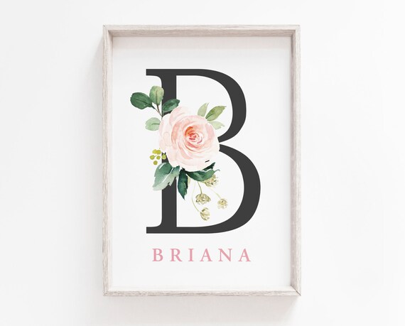 Floral Letter Name Print Girls Name Print Girls Monogram - Etsy