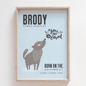 anuncio de nacimiento del lobo, archivo DIGITAL, impresión de nacimiento del lobo, arte de vivero del lobo, impresión personalizada del lobo, lobo aullador, impresión de la guardería de los niños
