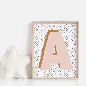 impressão de nascimento de monograma, inicial de bebê scandi, impressão de alfabeto personalizado, arte de letras de bebê, ARQUIVO DIGITAL, arte de berçário de monograma, arte de berçário moderna