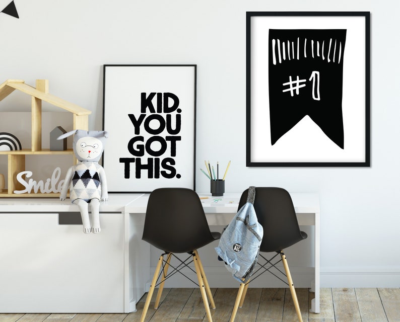 Number 1 Kids Print Kids Wall Art Kids Monochrome Print - Etsy