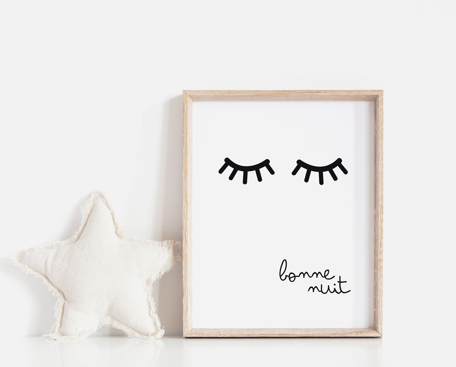 Bonne Nuit Print French Nursery Art Sleeping Eyes Sleep Etsy