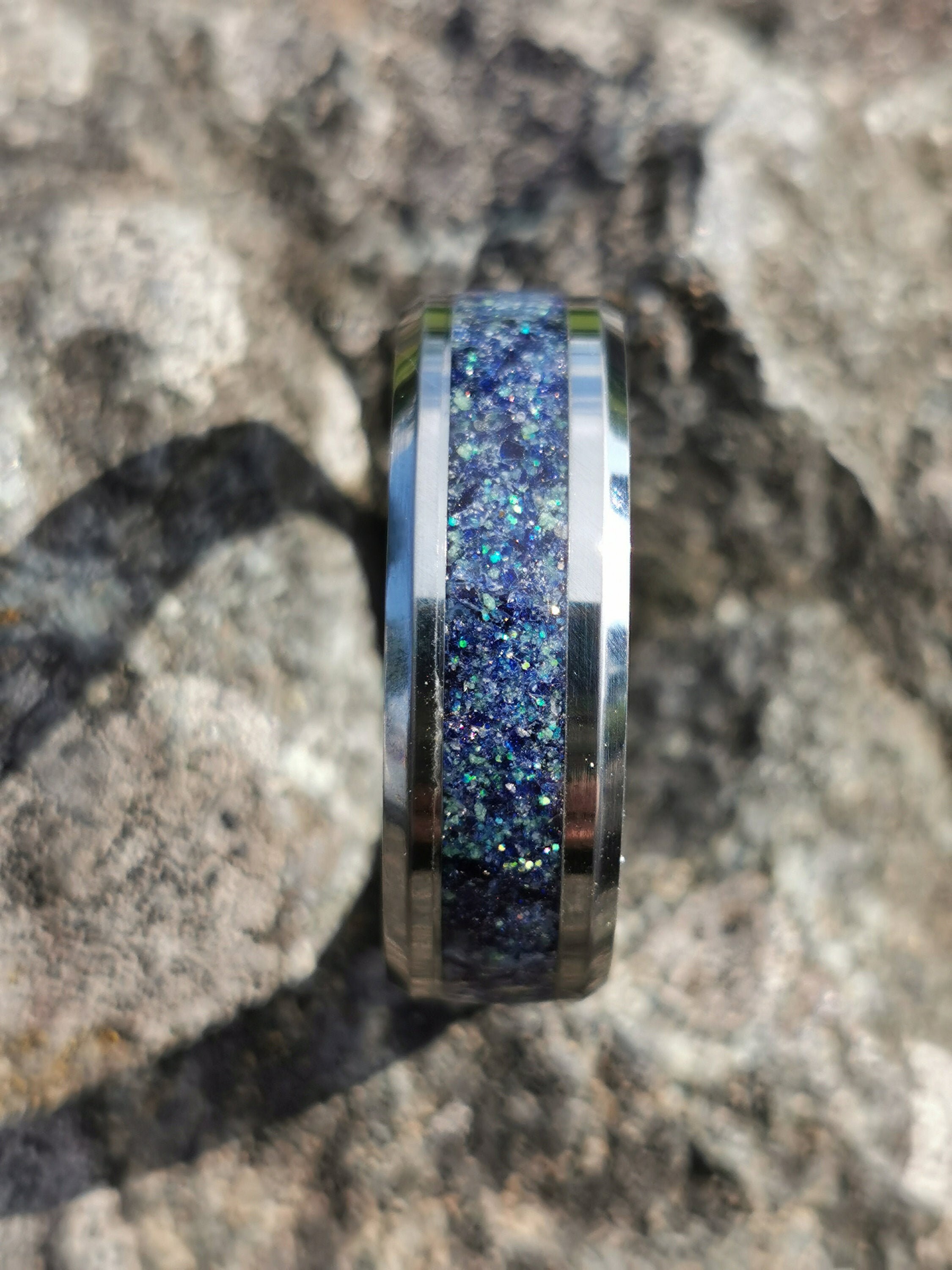 8mm True Tungsten Carbide With Natural Galaxy Lapis Lazuli Etsy UK