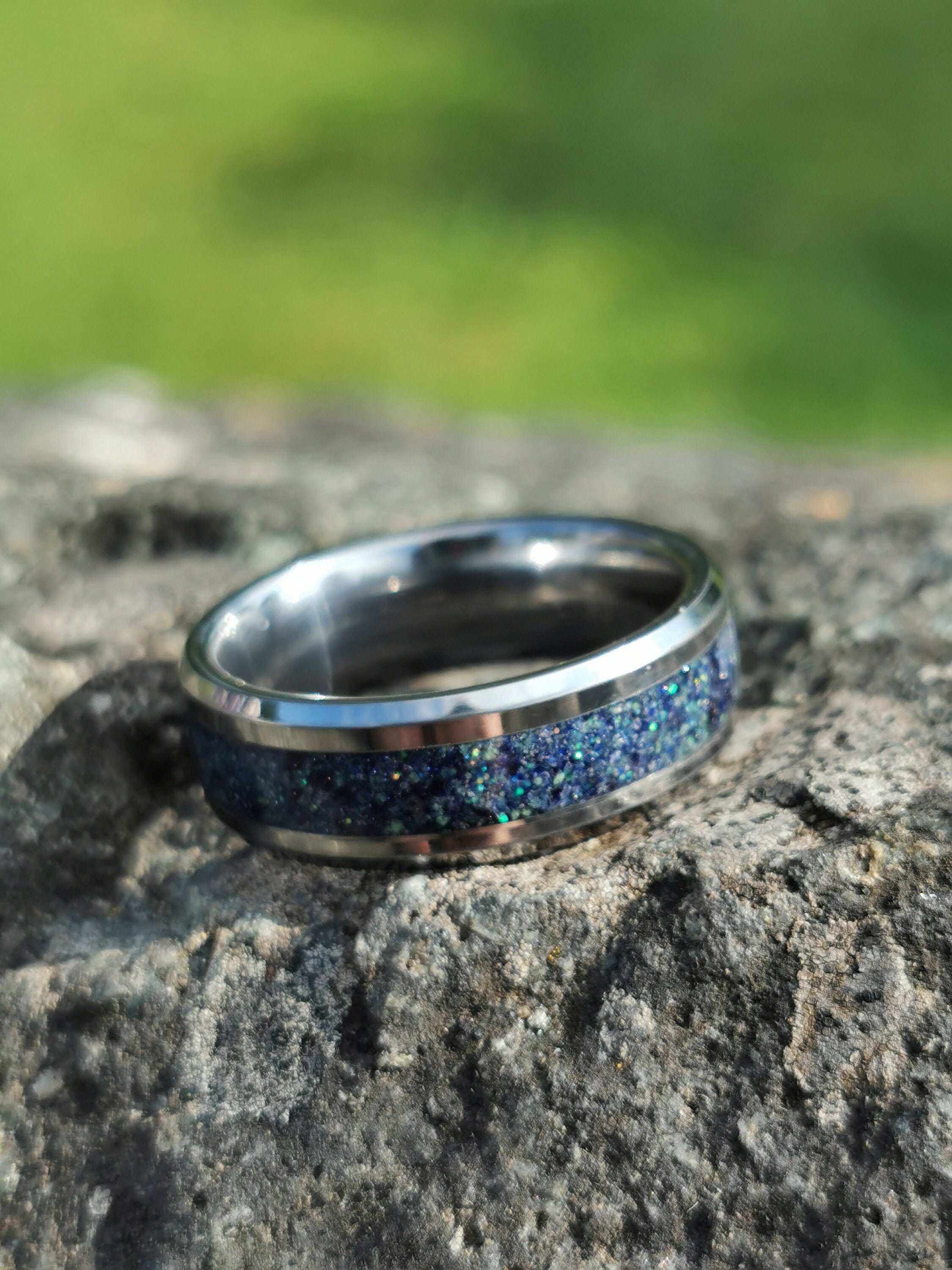 8mm True Tungsten Carbide With Natural Galaxy Lapis Lazuli Etsy UK