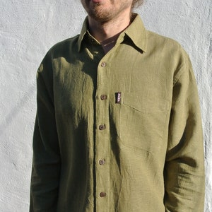 Men&#39;s Green Hemp Shirt - Size Small 40&#39;&#39;