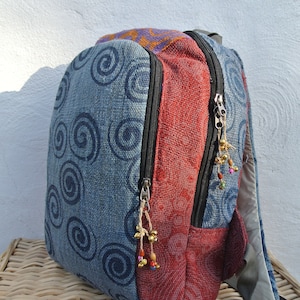 Wild Hemp Laptop Backpack; Handprinted