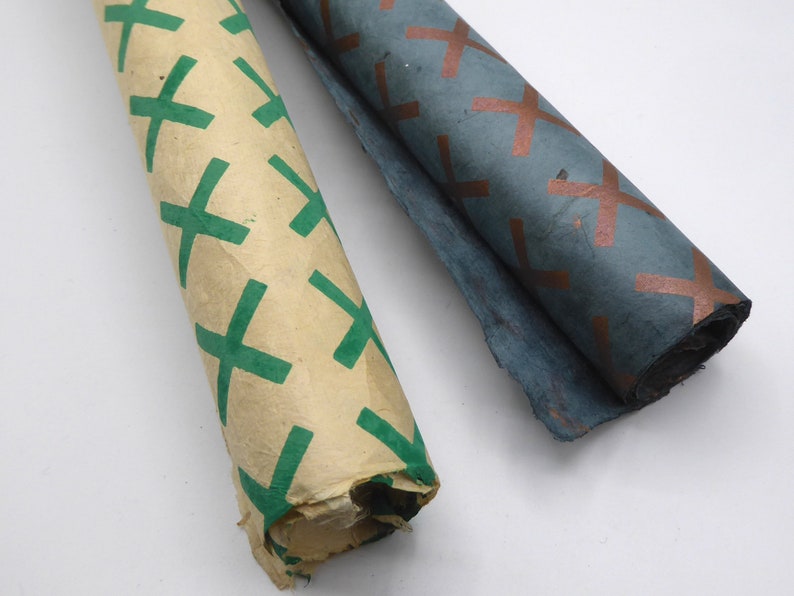 Lokta Paper Handmade in the Himalayas. Tree Free & Sustainable Uses Wrapping/Book binding/Decoupage 60GSM Crosses Pack of 2