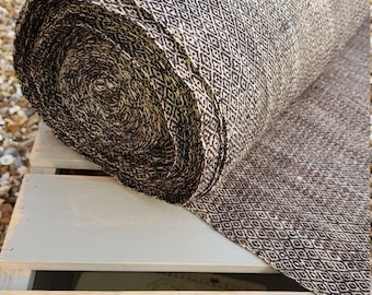 Himalayan Nettle & New Zealand Wool Fabric. Diamond Twill; Black, Tan.