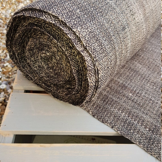 Himalayan Nettle & New Zealand Wool Fabric. Diamond Twill; Black, Tan.