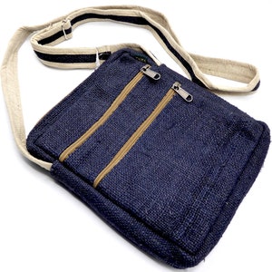 Wild Nepali Hemp &#39;Tenzing&#39; Crossbody Bag (Dark Indigo)