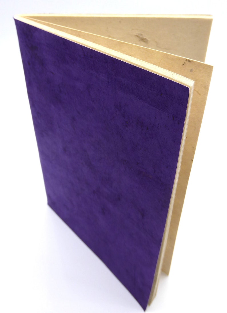 Handbound Lokta Notebook. Tree-Free Paper . 5'' x 7'' 64 pages Purple