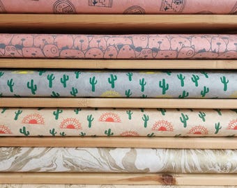 Vintage Lokta Paper Bundle: Metallic & Matte Silk Screen Prints