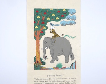 Tibetan Buddhism Wall Hanging 'Spiritual Friends'. Hand-printed on Lokta Paper  *Tree-Free*