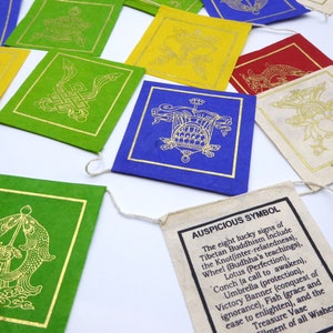 Lokta Paper Prayer Flags, 8 Auspicious Symbols (Ashtamangala). *handmade*