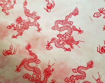 Chinese Dragon Print Hemp Tissue Paper; Natural, Eco Friendly Packaging/Crafts Alternative