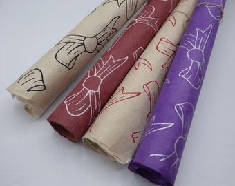 Lokta Paper Handmade in the Himalayas. Tree Free & Sustainable-Uses;Wrapping/Decorative/Book binding/Decoupage 80GSM (Bows)