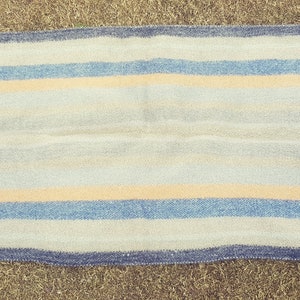 Traditional Ethnic Nepali Radhi Rug -  Handmade boiled wool  (Medium, Multi Coloured Stripes)