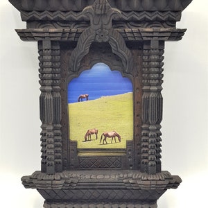 Traditional Nepali Window Picture Frame, hand carved in Nepal
