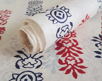 Handmade Lokta Paper . Tree Free & Sustainable -Uses;Wrapping/Decorative/Book binding . Block Print  Ornamental pattern. 40GSM