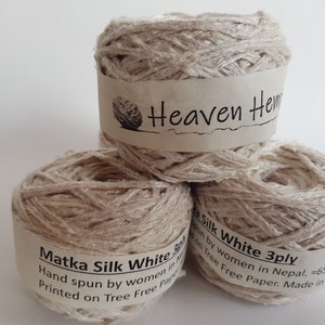 Matka Silk Yarn Upcycled Natural Silk Yarn 50gram, Soft & Bulky Yarn. image 1