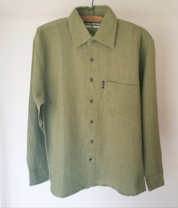 Hemp and Organic Cotton Men's Shirt. Olive. Everyday | Etsy