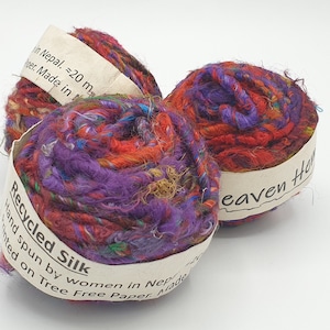 Handspun Recycled Sari Silk Yarn 50gram