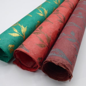 Lokta Paper Handmade in the Himalayas. Tree Free & Sustainable-Uses;Wrapping/Decorative/Book binding/Decoupage 80GSM (Wildflower)