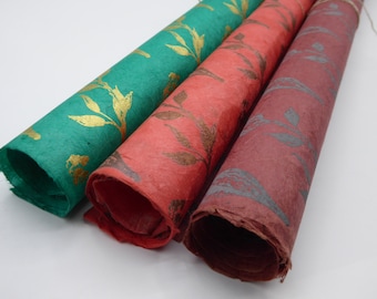 Lokta Paper Handmade in the Himalayas. Tree Free & Sustainable-Uses;Wrapping/Decorative/Book binding/Decoupage 80GSM (Wildflower)