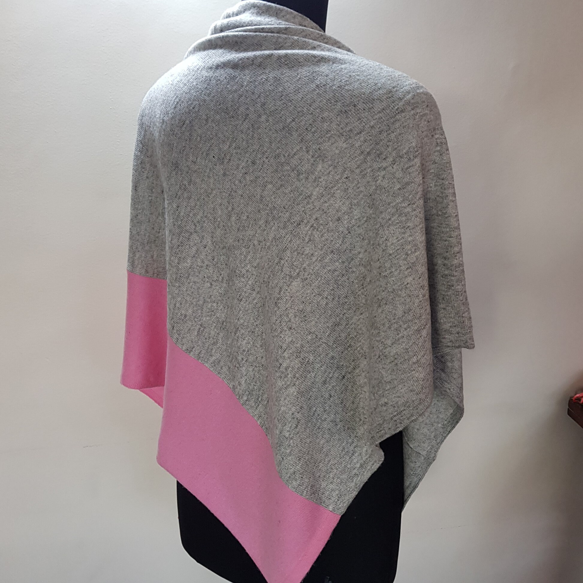 Cashmere Poncho. Grey and Pink Stripe Etsy Singapore