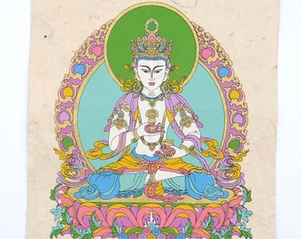 Tibetan Buddhism Wall Hanging 'Vajrasattva'. Hand-printed on Lokta Paper  *Tree-Free*