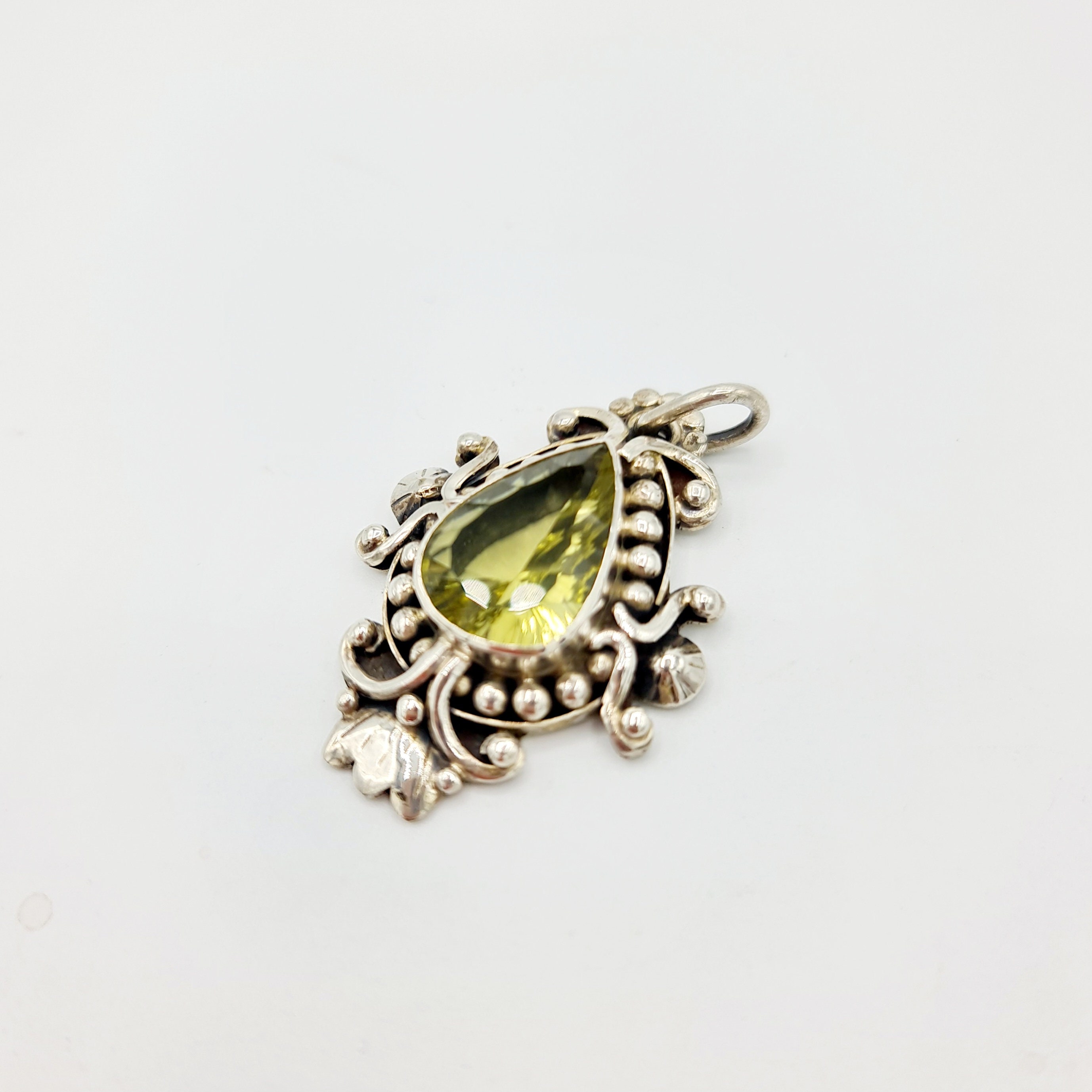 Pendentif Topaze Citron Fait Main Argent Sterling 925 – Bijou Fantaisie Naturel B-58