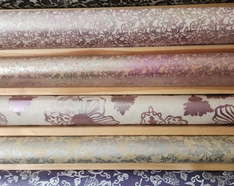 Lokta Paper Bundle - 6 Large Sheets 75 x50cm - Metallic Vines Silk Screen Print Collection