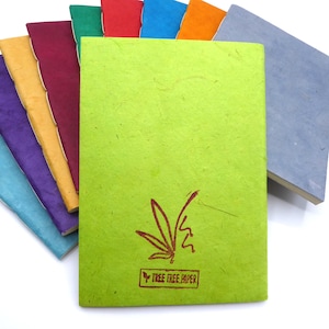 Handbound Lokta Notebook. Tree-Free Paper . 5'' x 7'' 64 pages Lime Green