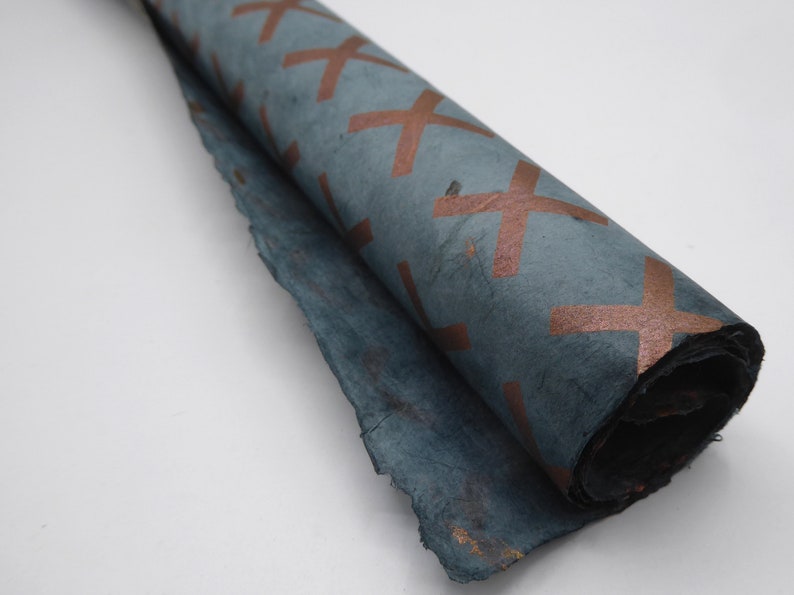 Lokta Paper Handmade in the Himalayas. Tree Free & Sustainable Uses Wrapping/Book binding/Decoupage 60GSM Crosses Copper