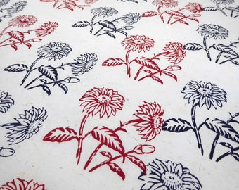 Decorative Handmade Lokta Paper . Tree Free & Sustainable - Uses; Wrapping/Decorative/Craft . Block Print  Wildflowers