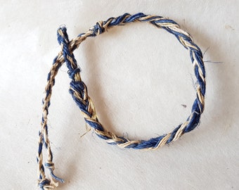 Braided Blue Hemp Twisted Cord bracelet *Handmade* Boho/Beach/Surfer Wristband