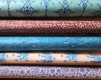 Lokta Paper Bundle - 5 Large Sheets 75 x50cm - The Blues Silk Screen Collection