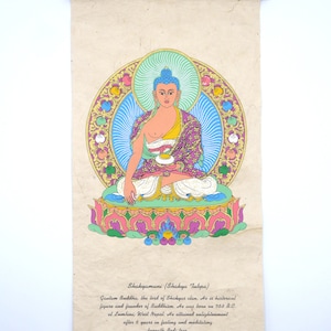 Buddha Wall Hanging, Shakyamuni. Hand-printed on Lokta Paper  *Tree-Free*