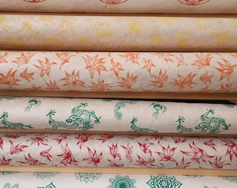 Handmade Lokta Paper Bundle: Natural Nepali Silk Screen Prints (75x50cm