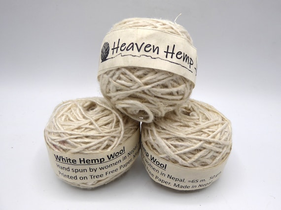 White Hemp Wool Yarn - pack of three