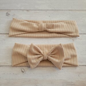 Neutral Mommy and Me Headbands, Mommy and Me Bow headband, taupe ribbed Headband Set, Matching Headbands Mom and Baby, Gift New Mom